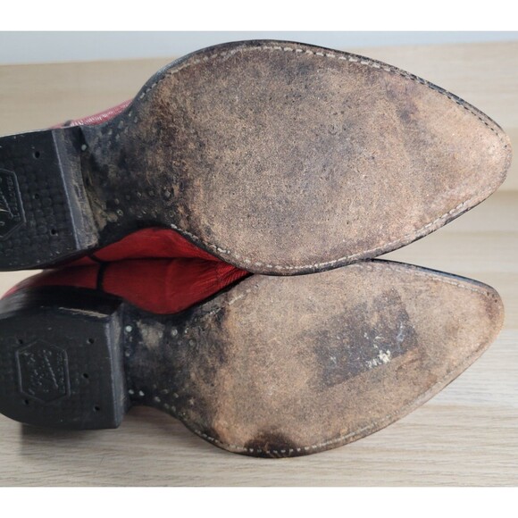 Tony Lama Leather Lizard Cowboy Boots Mens Size 9 D El Paso Black Red 8853 Vtg - Picture 12 of 13